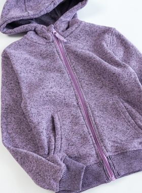 欣易雪法单童装户外抓绒厚款毛衣外套女童上衣连帽秋冬长袖针织衫