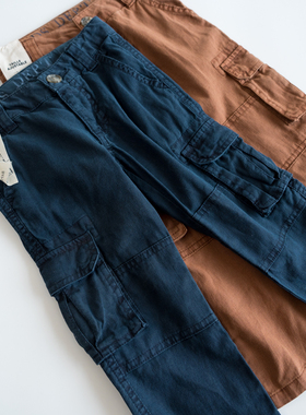 法国 棉麻 F13-2工装裤男童休闲裤  瑕疵童装童裤 特价清仓