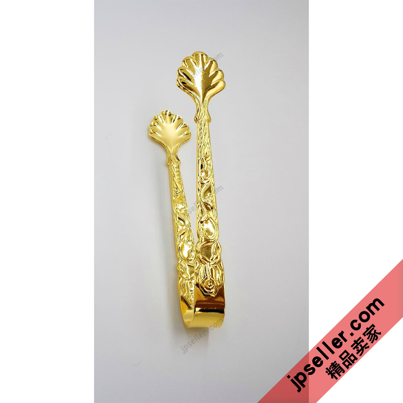 现货 日本SALUS 不锈钢金色雕花蔷薇玫瑰花方糖砂糖夹爪具