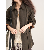 慵懒随性特殊工艺褪色树皮面料多种穿法衬衫 LANVIVIER 法式 外套女