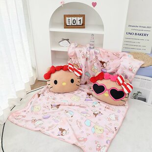 包邮少女心夏威夷度假黑皮kt抱枕毯子二合一办公车载空调毯盖毯