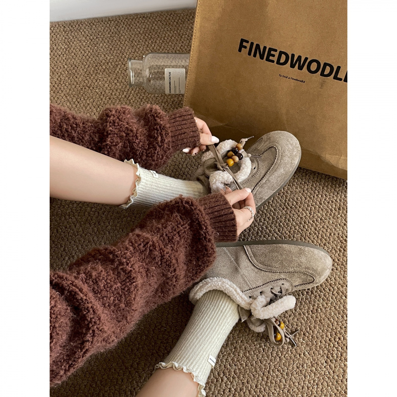 加绒复古法式厚底勃肯棉鞋女冬20