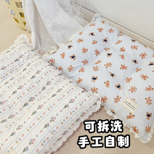 纯棉睡觉垫子 包邮 可爱手工ins风韩系可拆洗狗窝猫窝宠物猫狗垫子