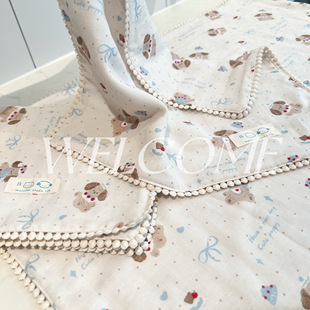 店主手作薄款四层纯棉纱布宠物小盖毯猫狗通用四季宠物毯亲肤柔软