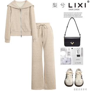 专柜同款冬季运动套装加厚磨毛保暖卫衣长裤两件套韩版时尚套裤