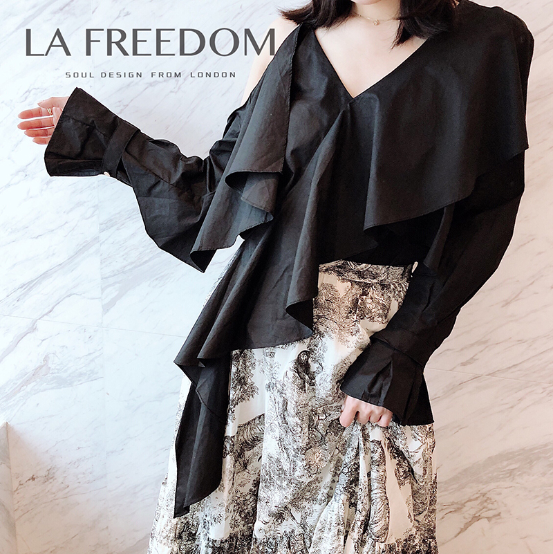 S姐法国La Freedom长袖漏肩荷叶边上衣甜美衬衫淑女19春夏190302|ruв категории Женская одежда, рубашка - от Buy2taobao.com для оказания профессиональной услуги покупки агента Taobao