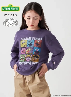 日本ships潮牌水果联名圆领薄毛圈卫衣男女童外贸童装质量超好