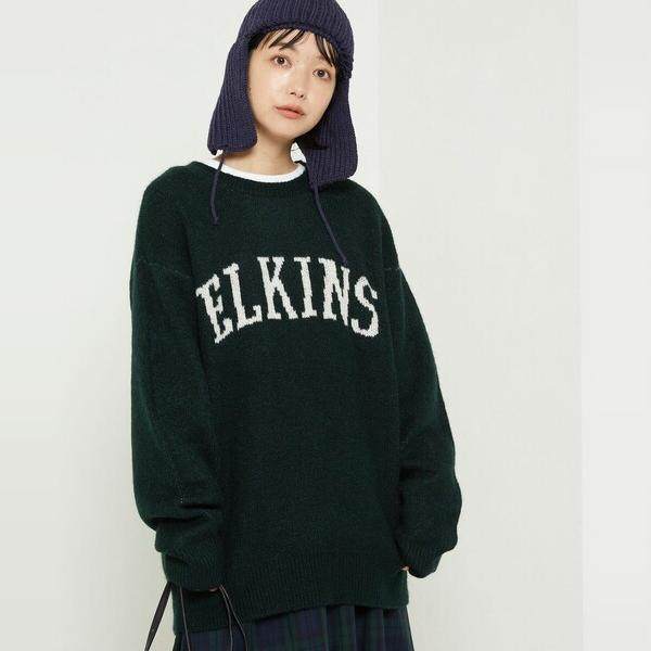 日本红牌fs store字母提花宽松休闲圆领套头毛衣针织衫