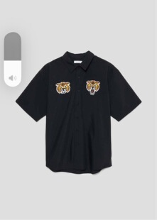 情侣装 男女同款 衬衫 日本潮牌重工刺绣咆哮老虎短袖