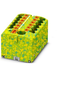 Verteilerblock- PTFIX 6/12X2,5 GNYE,Grün/Gelb, für Tragsch