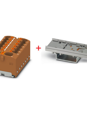 Verteilerblock-PTFIX 4/12X1,5-BN,brau + Tragschienenadapter,