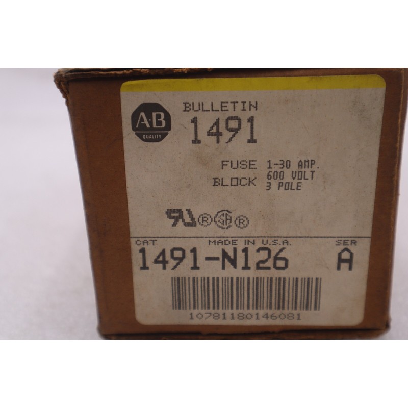 NOB Allen Bradley 1491-N126 SER A 保险丝座 1-30 安 600 伏 3