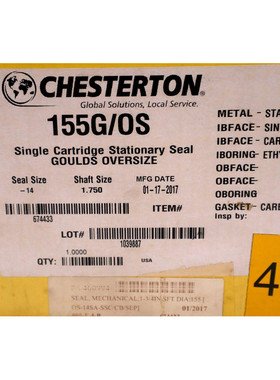 CHESTERTON 155G/OS 单卡牌站密封 GOULDS 超大号库存 #3492