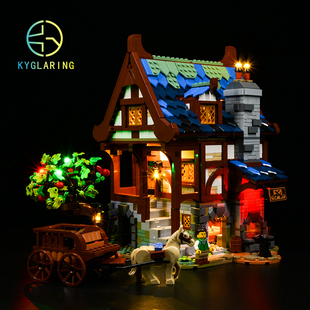 KY可匀乐高21325防尘盒铁匠铺中世纪IDEAS亚克力展示盒防尘罩灯光