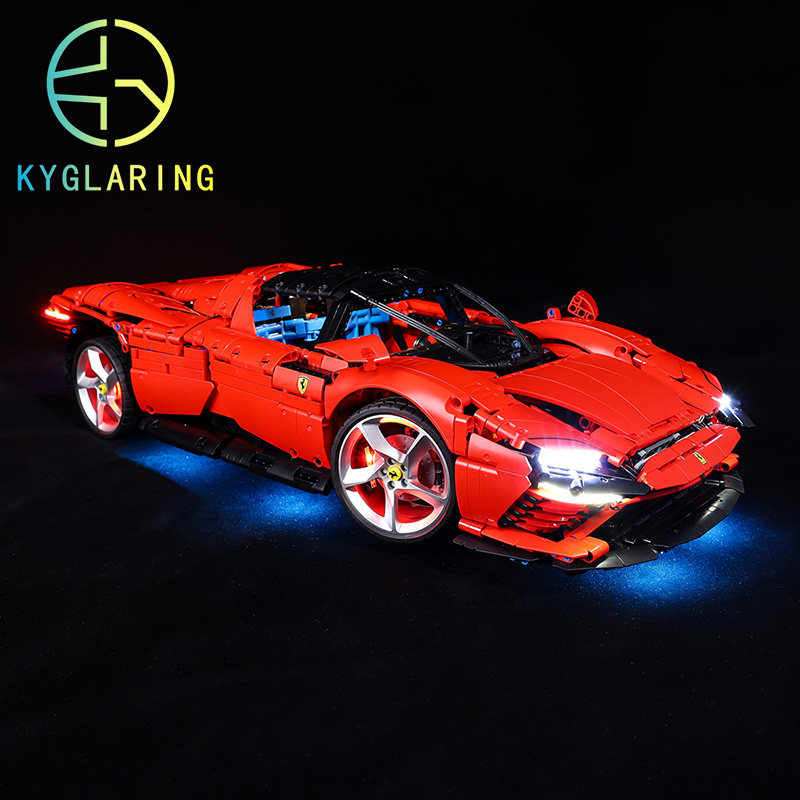 KY可匀乐高42143法拉利Daytona金属挂壁防尘罩展示盒LED灯光灯饰