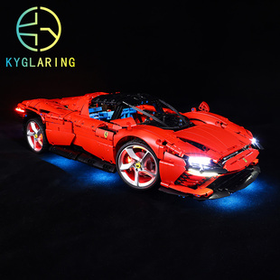 KY可匀乐高42143法拉利Daytona金属挂壁防尘罩展示盒LED灯光灯饰