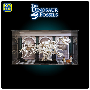 KGBOX乐高21320防尘盒罩恐龙化石龙喷绘亚克力展示盒灯光灯饰