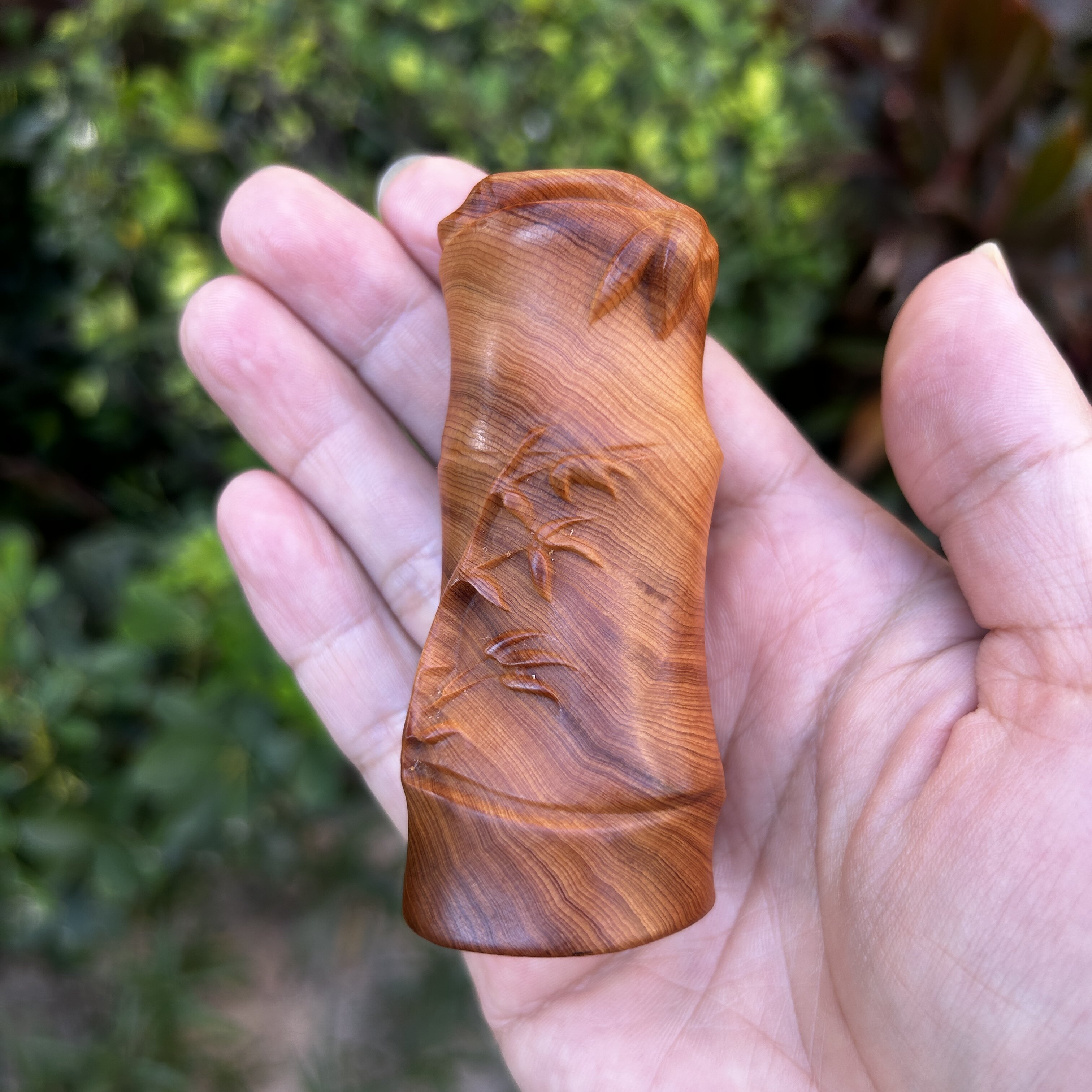 天然崖柏实木雕刻节节高升竹子创意文玩手把件随身把玩桌面小摆件图片