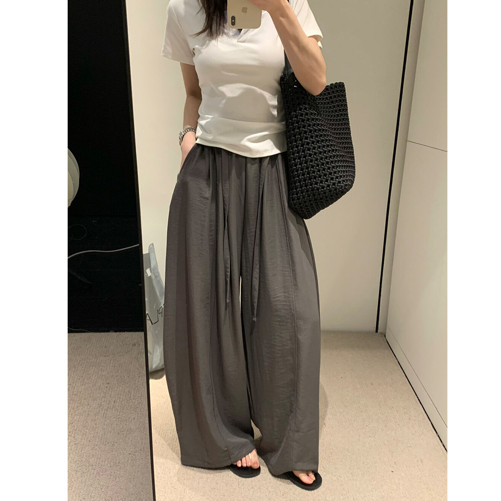 2026春季韩式松弛感慵懒风薄款宽松休闲长裙裤白色阔腿裤子女款夏