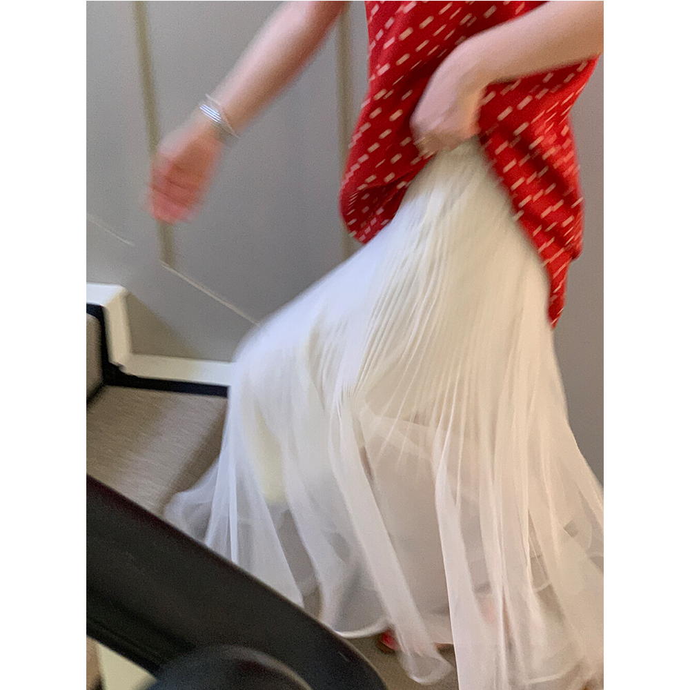 2025新款法式复古高级感轻奢欧根纱显瘦高腰a字鱼尾半身裙子女夏