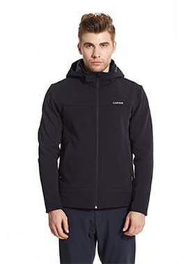 正品喀尔沃CARAVA男秋冬加绒保暖连帽可拆卸软壳衣防水防风457725