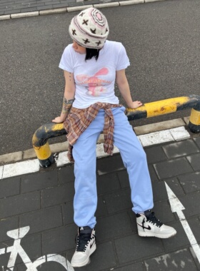 【CMOD】“C刺绣”松紧腰束口卫裤宽松休闲运动长裤女