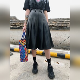 气质款 仿羊皮百褶裙柔软细腻裤 高腰a字裙中长款 CMOD