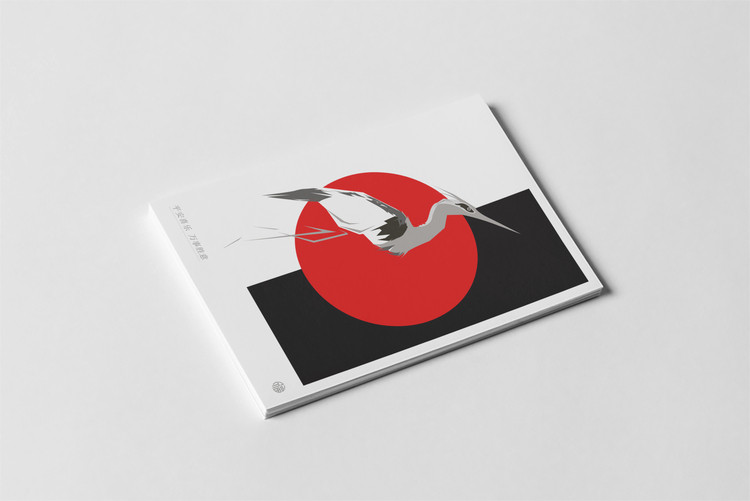 kp1040中式抽象仙鹤图案绘画贺卡明信片留言售后邀请卡空白定制