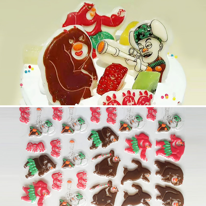 一次性巧克力转印模具diy立体蛋糕装饰插片插牌 卡通熊出没光头强