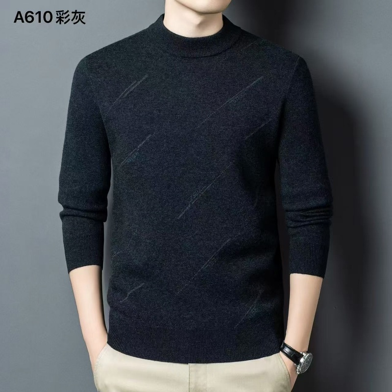 专柜双鹿男士羊毛衫半高领厚款冬季新品毛衣100羊毛针织衫打底衫