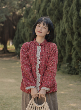 DoisQueen彩后台北碎花衬衫上衣女秋冬 保暖加绒日系女装森女