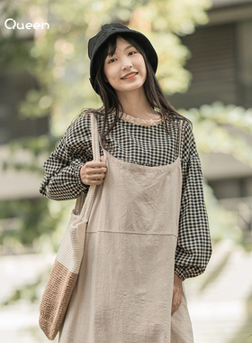 DoisQueen彩后台北格子上衣甜美秋季小众森女文艺复古田园