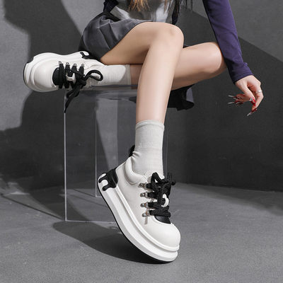 帝王燕厚底系带小白鞋女百搭