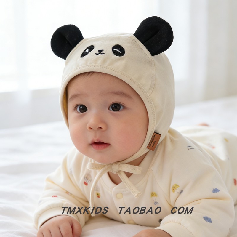 婴儿帽子春秋季卡通熊猫护耳帽新生儿可爱超萌小月龄胎帽休闲百搭,童装/婴儿装/亲子装,帽子,淘宝优惠券,粉丝福利购,淘宝优惠卷