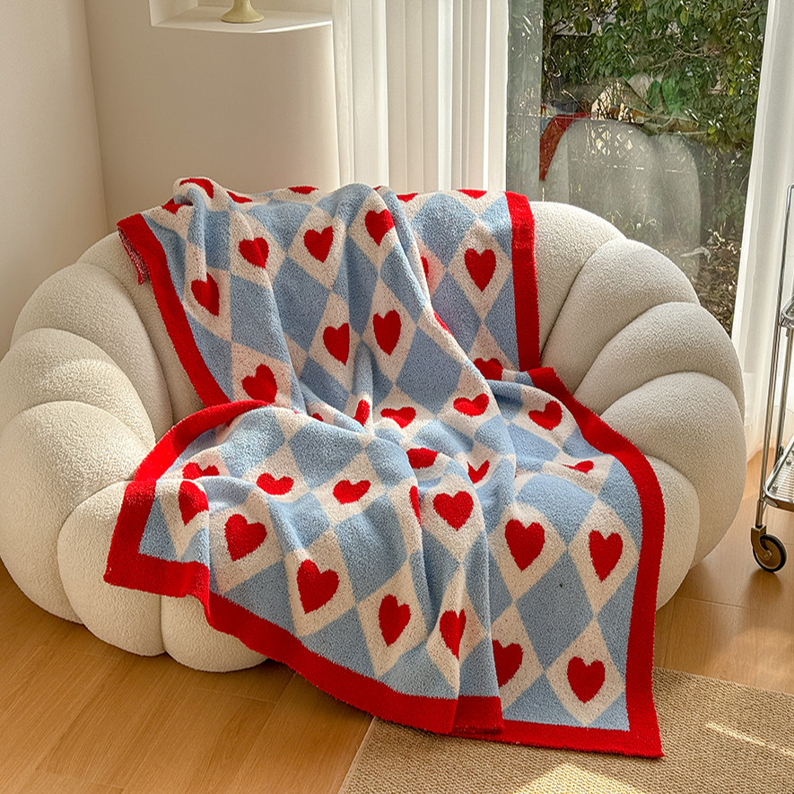 可爱风红色爱心毯子休闲盖毯午睡毯家居沙发装饰毯民宿加厚保暖毯,床上用品,休闲毯/毛毯/绒毯,淘宝优惠券,粉丝福利购,淘宝优惠卷