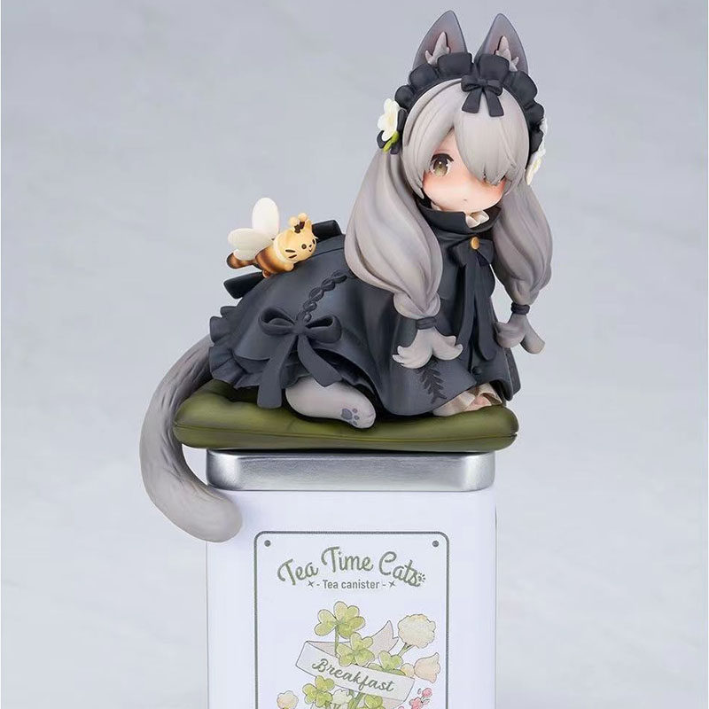 影法师茶会猫 坐姿茶罐猫狸花猫 手办公仔摆件模型