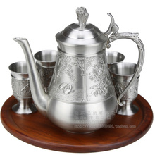 [特价正品97%纯锡酒具 高档锡制酒壶酒杯5件套 送托盘高端礼品]