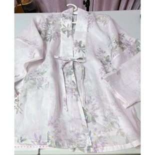 纯苎麻日常飞机袖合领短衫对襟汉服防晒外搭薄款原创女春夏秋宋制