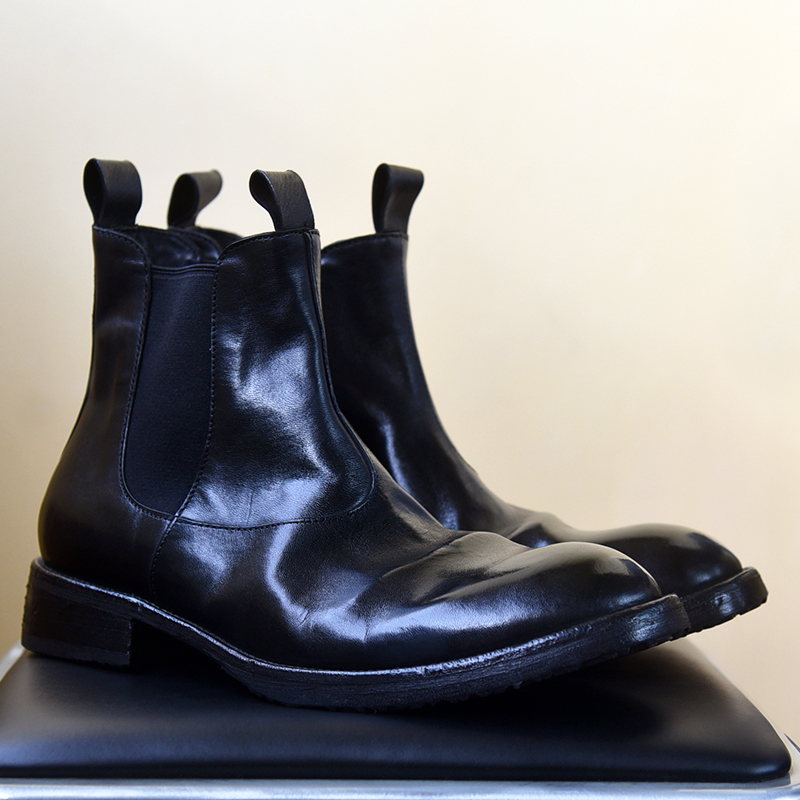 英版绅装水洗马皮手工切尔西靴