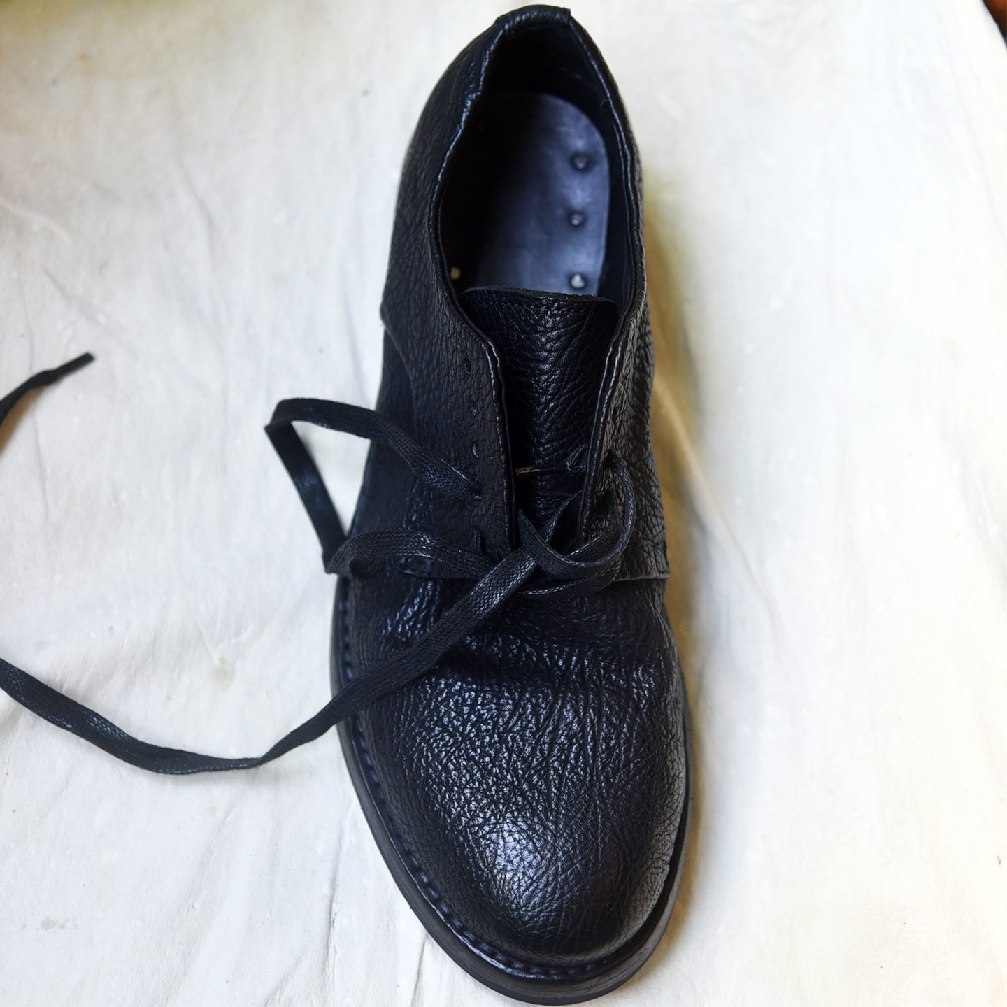 日潮先锋轻洗水马皮德比鞋小尖头