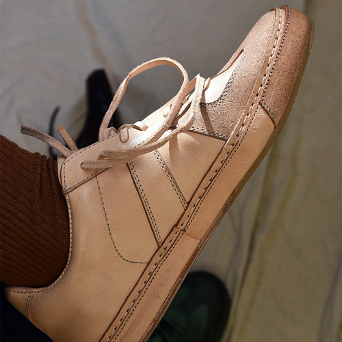 轻盈薄底手作树膏牛皮中古德训鞋