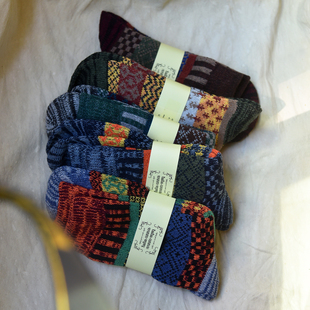 潮袜 昱谷y2k情侣秋冬棉质 摩登费尔岛中筒袜保暖靴袜 多色 5双装