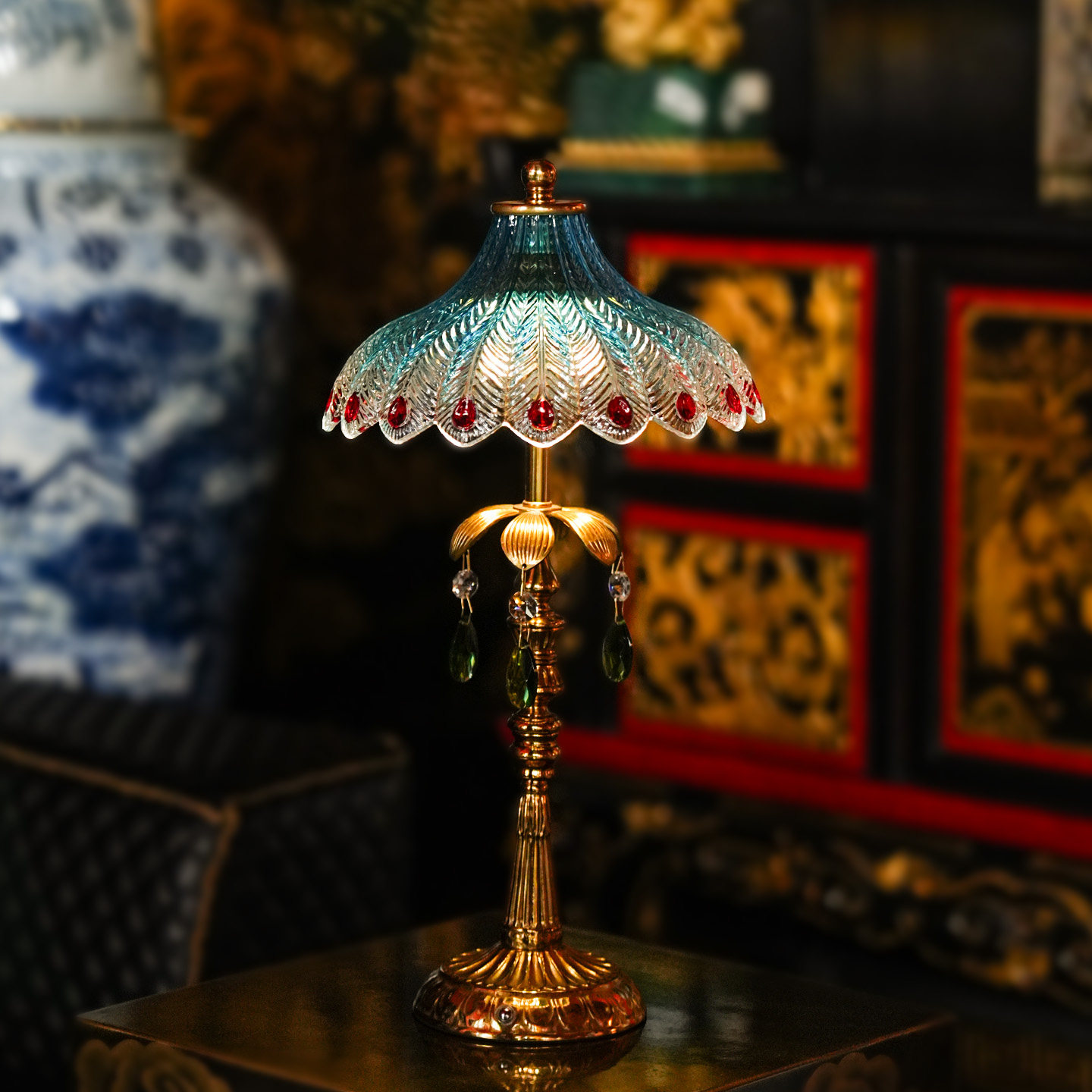 【本尼家】T17法式复古孔雀羽台灯客厅主卧装饰台灯,家居饰品,装饰摆件,淘宝优惠券,粉丝福利购,淘宝优惠卷