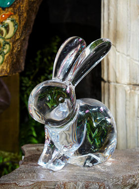 【BENNY本尼家】TY25轻奢摆设透明兔子铂晶亚克力雕塑摆件饰品