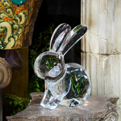 【BENNY本尼家】TY25轻奢摆设透明兔子铂晶亚克力雕塑摆件饰品