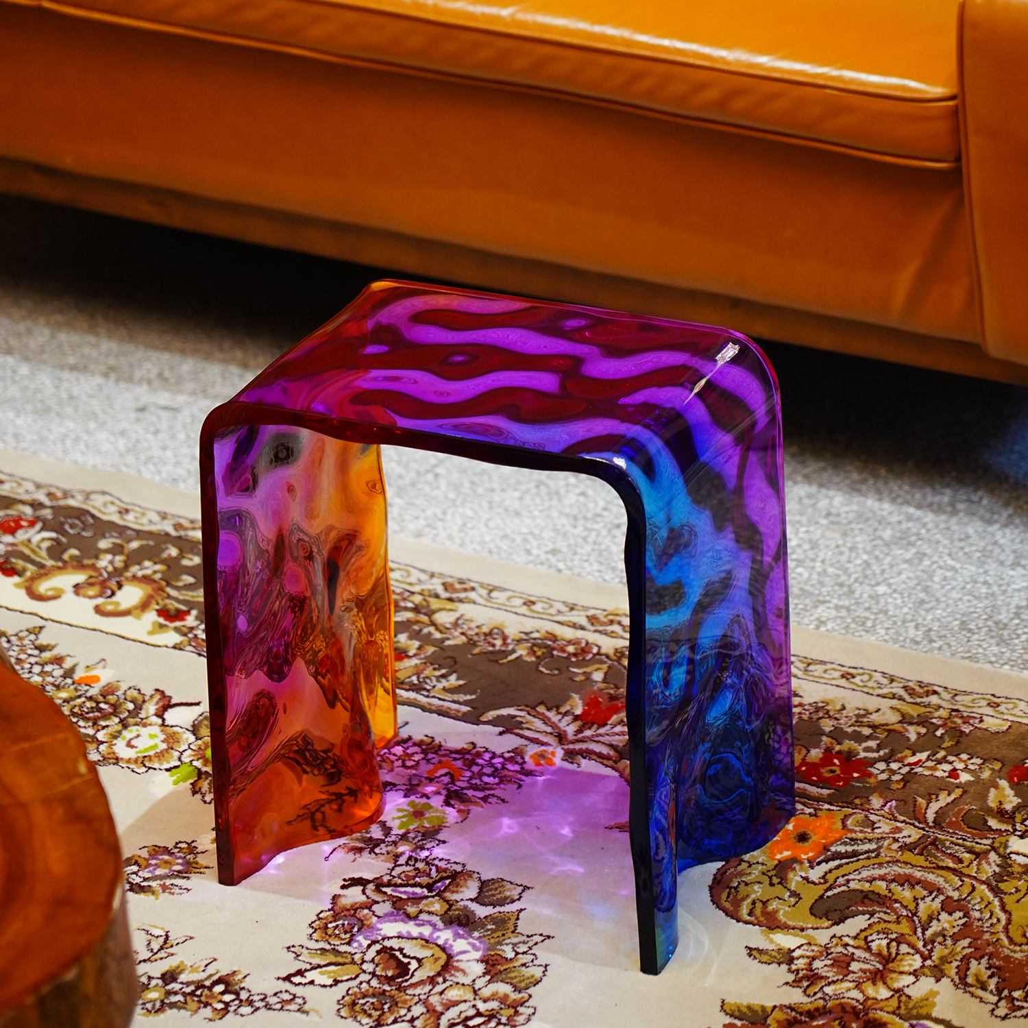 【本尼家】TY08亚克力水波纹彩虹凳茶几凳入户矮凳-颜色随机发