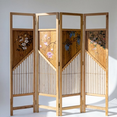 【本尼家】TS871玉兰花折屏高1900*宽450*4片