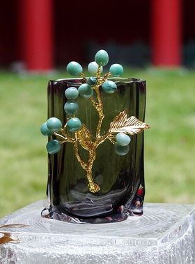 【本尼家】HY52现代轻奢艺术水晶玻璃插花瓶客厅饰品桌面玄关摆件