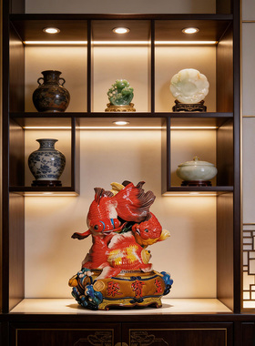 【本尼家】YJ31非遗手工彩釉交趾陶瓷聚宝盆《金玉满堂》桌面摆件