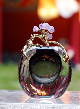 【本尼家】HY55现代轻奢装饰琉璃配紫水晶插花瓶客厅饰品玄关摆件